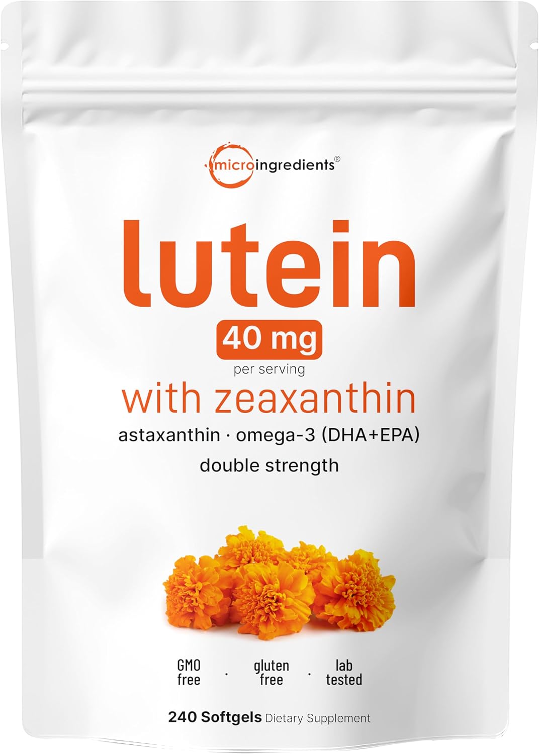 Micro Ingredients Lutein Zeaxanthin 40mg Per Serving | Omega-3 DHA + EPA