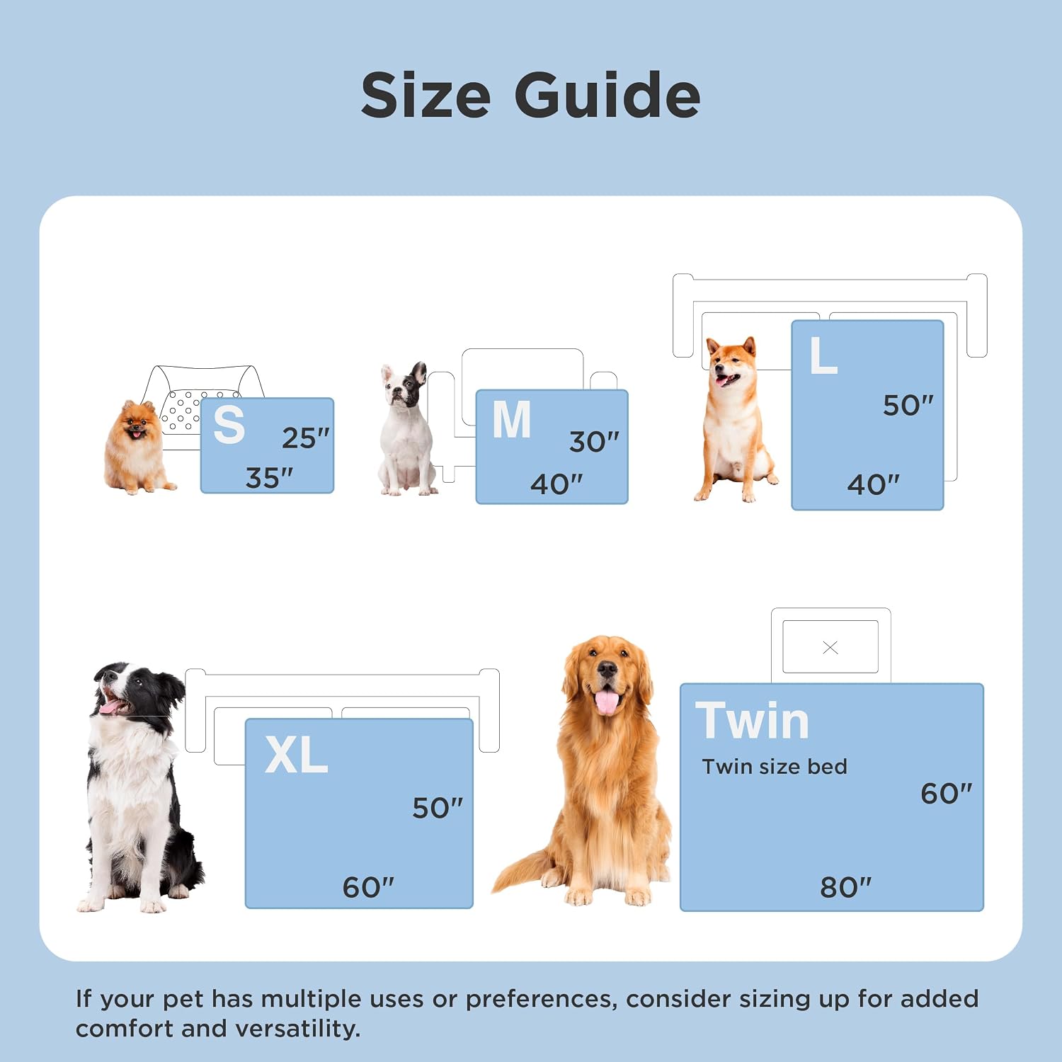 Bedsure Cooling Blanket for Small Dogs Breathable Throw Q-MAX>0.4, 25x35 | Air-Core Fill，Washable Dog Cooling Mat Soft, Lightweight Puppy Cat Pet Couch Cover, Cold Blanket for Summer, Arctic Blue