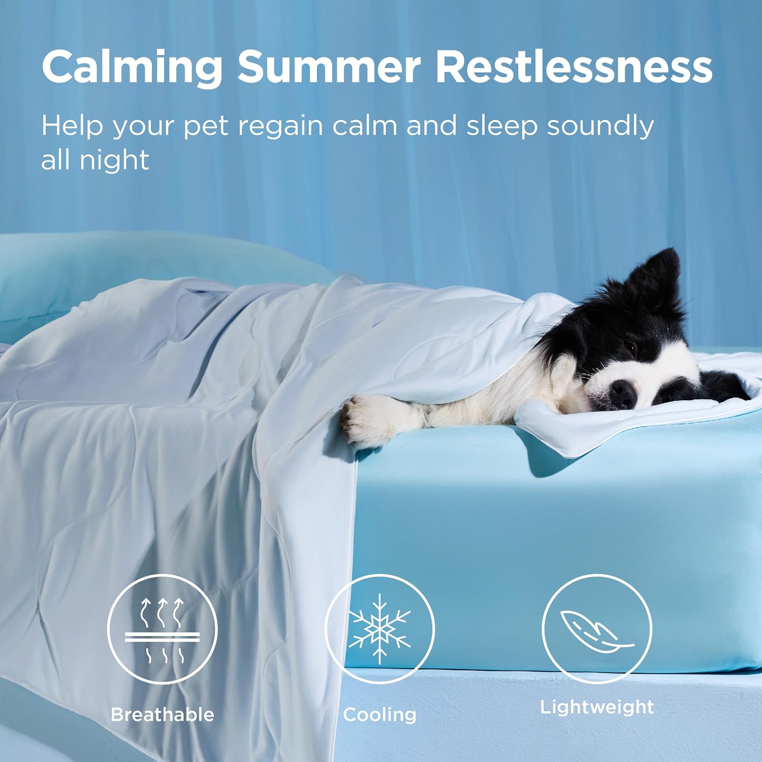 Bedsure Cooling Blanket for Small Dogs Breathable Throw Q-MAX>0.4, 25x35 | Air-Core Fill，Washable Dog Cooling Mat Soft, Lightweight Puppy Cat Pet Couch Cover, Cold Blanket for Summer, Arctic Blue