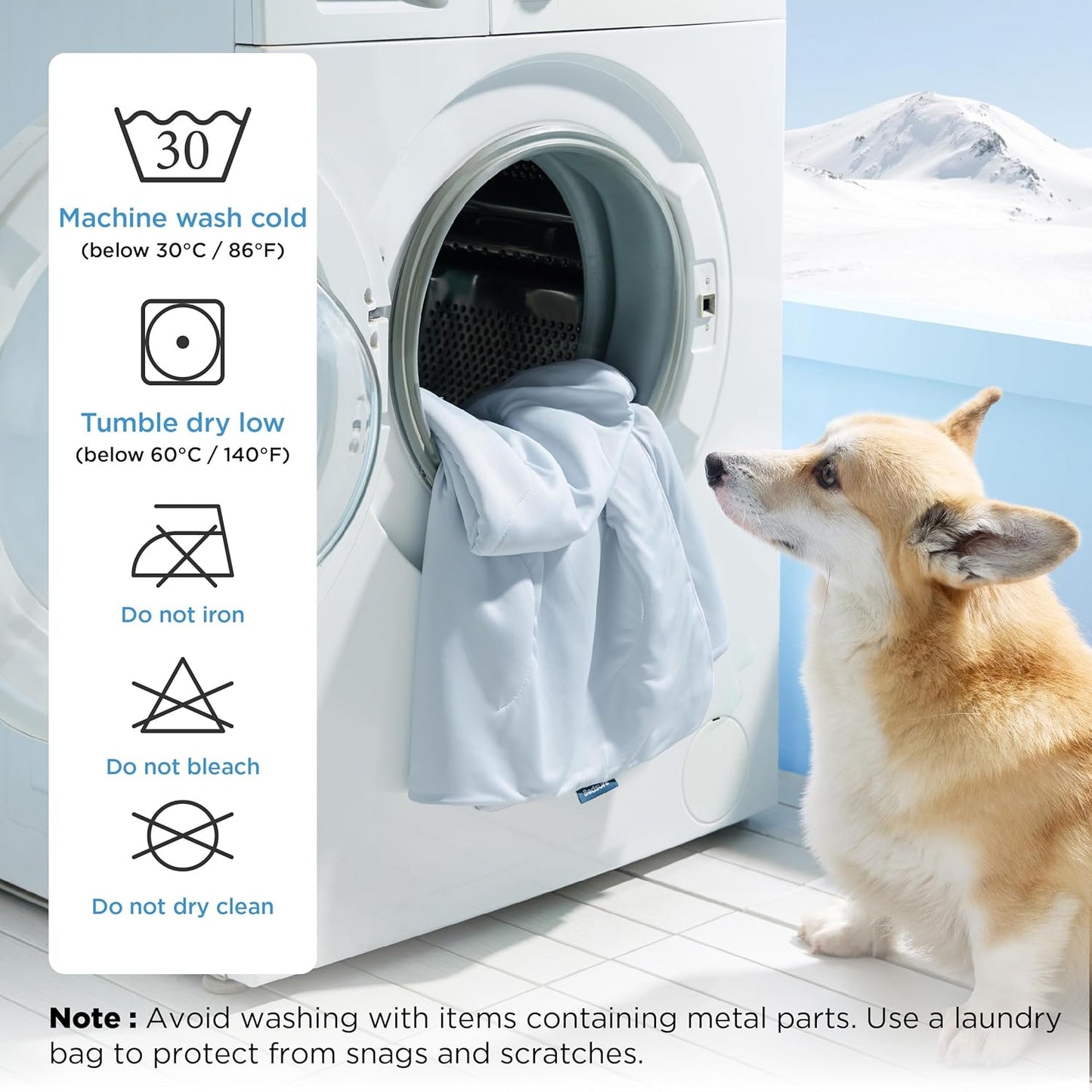 Bedsure Cooling Blanket for Small Dogs Breathable Throw Q-MAX>0.4, 25x35 | Air-Core Fill，Washable Dog Cooling Mat Soft, Lightweight Puppy Cat Pet Couch Cover, Cold Blanket for Summer, Arctic Blue